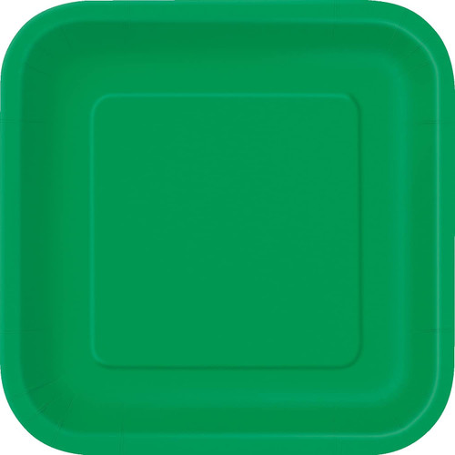 7in Square Plates Emerald Green Pk16