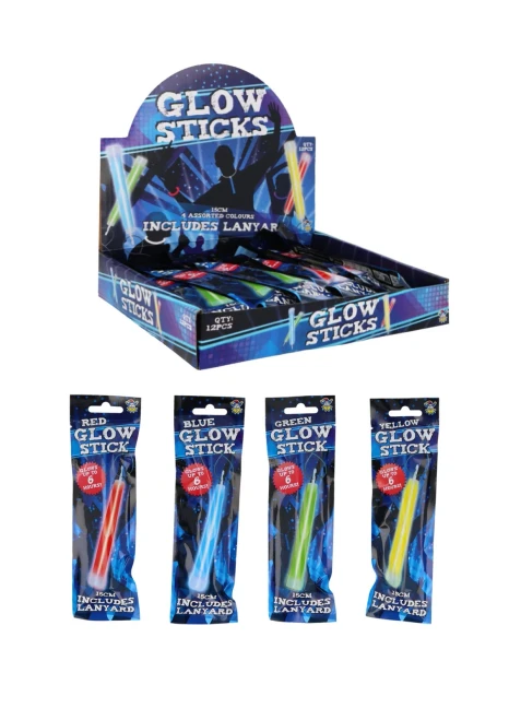 Glow Stick 6in with Lanyard Choice of  Red Blue Yellow or Green