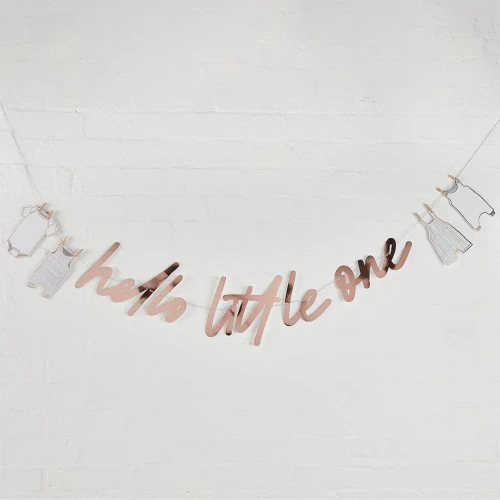 Hello Little One Rose Gold Card Banner 2m