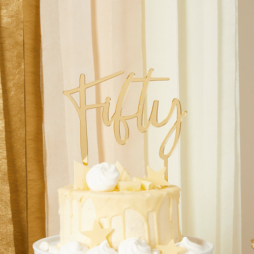 Gold Acrylic Cake Topper Age 50