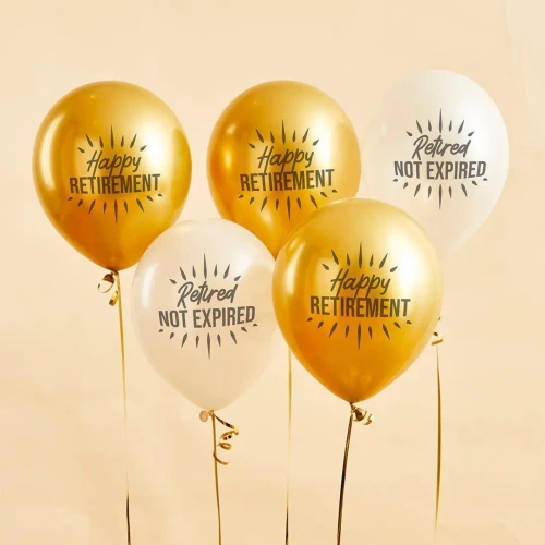 12in Latex Balloons Happy Retirement Pk5