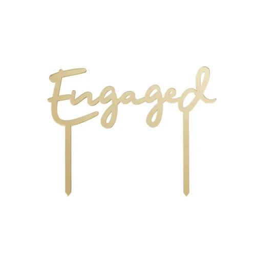 Gold Acrylic Cake Topper Engaged