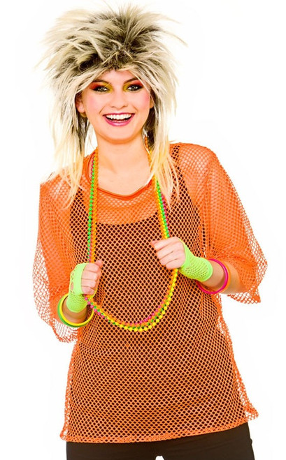 80s Mesh Top Neon Orange Plus Size