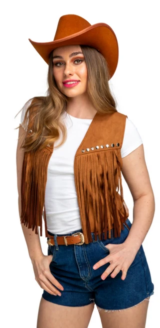 Cowgirl Tan Suede Waistcoat One Size