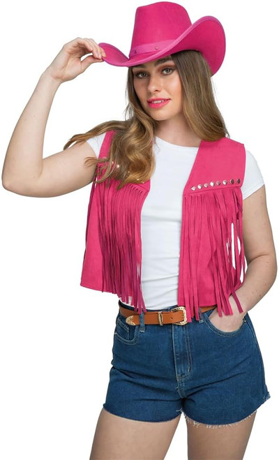 Cowgirl Suede Pink Waistcoat One Size