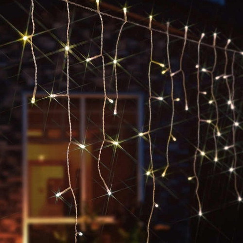 200 LED Battery Operated Timer Icicle Lights Warm White