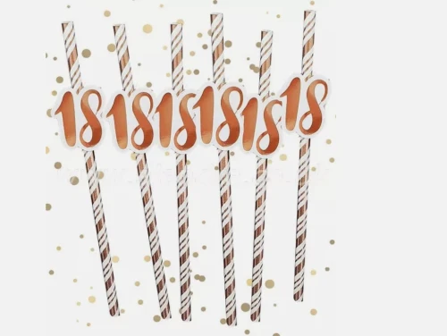 18th Birthday Straws Rose Gold Pk6