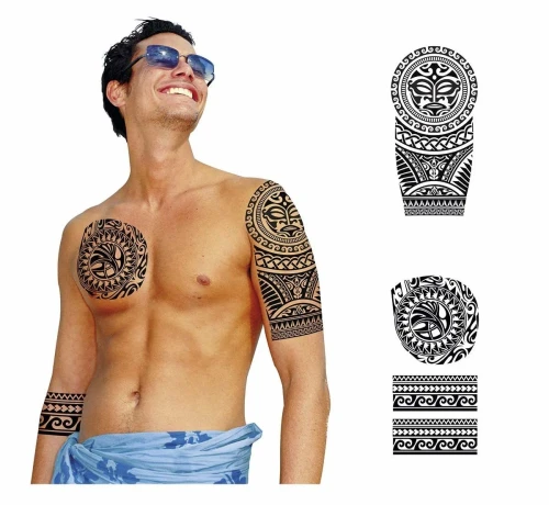 Maori Fake Tattoos Black 14x30cm