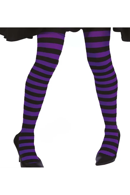 Adult Purple and Black Striped Tights One Size