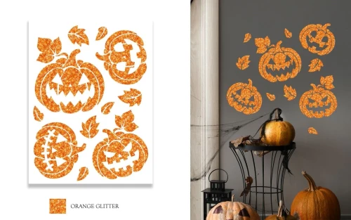 Glitter Effect Pumpkin Wall Stickers 30x40cm