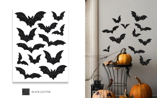 Glitter Effect Bat Wall Stickers 30x40cm