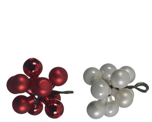 Glass Baubles on Wire White or Red
