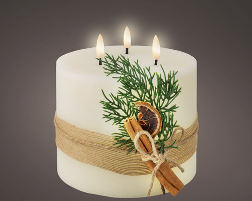 LED Candle Flame Effect 3 Wick Warm White Battery Operated 15cm
