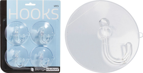 Suction Hooks Clear 70mm Pk4