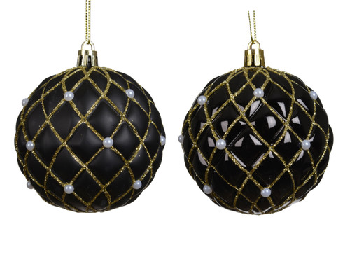Bauble Shatterproof Black 8cm Choice of Matt or Shiny