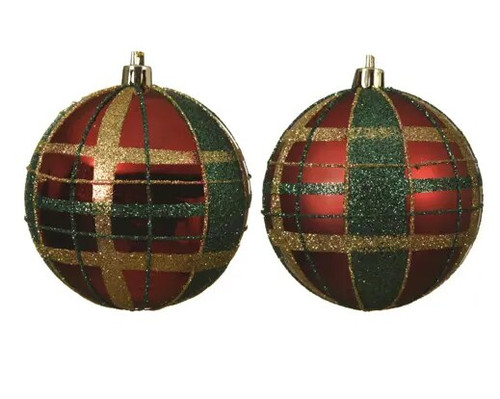 Shatterproof Bauble 8cm Tartan Choice of Matt or Shiny