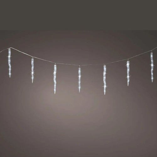 60 LED 9 Connectable Icicle Lights Flashing Cool White with Transparent Cable