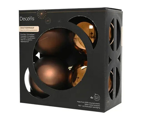 Shatterproof Baubles 4x10cm Espresso