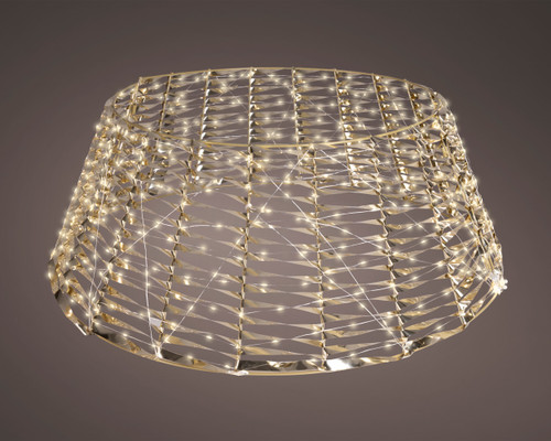 LED Micro Wire Tree Skirt Warm White with Gold Wire