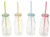 Retro Milk Bottle with Straw 4 Asstd Colours