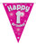 Pink Holographic Bunting 11 Flags Age 1