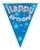 Blue Holographic Bunting 11 Flags Happy Birthday 