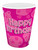 Pink Happy Birthday Cups 9oz 266ml 8Pk