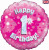 H100 18in Foil Balloon Pink Holographic Age 1