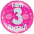 6in Jumbo Badge I Am 3 Today Pink