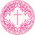 Pink Cross Plates Communion or Christening 9in