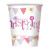 Pink Bunting Christening Cups Pk8 270ml