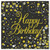 Black Gold Sparkling Fizz Napkins Happy Birthday Pk16