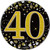 3in Black Gold Sparkling Fizz Badge 40th Birthday