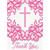 Pink Cross Thank You Cards Communion or Christening Pk8