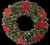 Banff Green Fibre Optic Wreath 40cm with Poinsettias and Baubles with Warm White Light