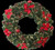 Banff Green Fibre Optic Wreath 80cm with Poinsettias and Baubles with Warm White Light