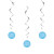 Baby Shower Blue Hearts Pk3 Hanging Decorations