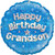 H100 18in Foil Balloon Happy Birthday Grandson Blue Holographic