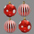 Decorated Baubles Red and White 15cm Pk4