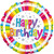 H100 18in Foil Balloon Bright Stripe Happy Birthday Holographic