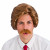 Funny Guy News Reader Wig and Moustache Brown