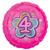 H100 18in Foil Balloon Pink Age 4 Flower