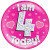 6in Jumbo Badge I Am 4 Today Pink