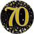 3in Black Gold Sparkling Fizz Badge 70th Birthday