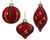 Glass Bauble with Flocking Stripes Red 8cm
