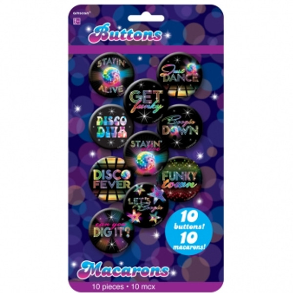 Disco Fever Button Badges Pk10