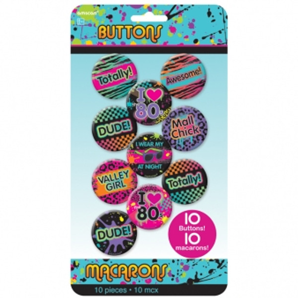 Totally 80s Button Badges Pk10