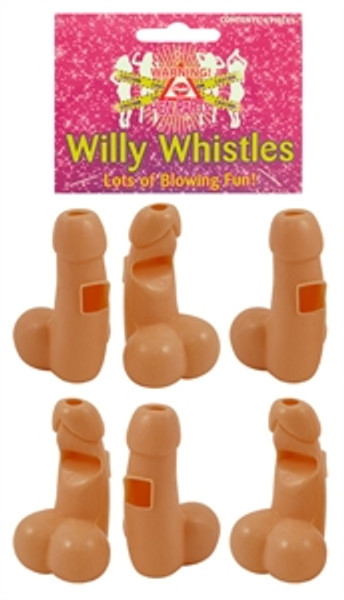 Hen Party Whistle Willy Penis 5.8cm Pk 6