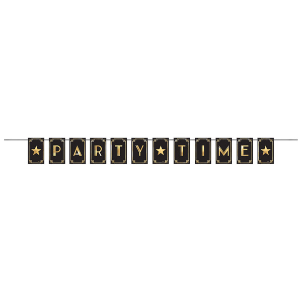 Hollywood Glitz Glam Party Time Banner 12ft