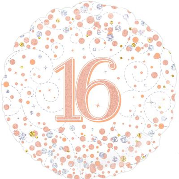 H100 18in Foil Balloon Rose Gold Sparkling Fizz Age 16